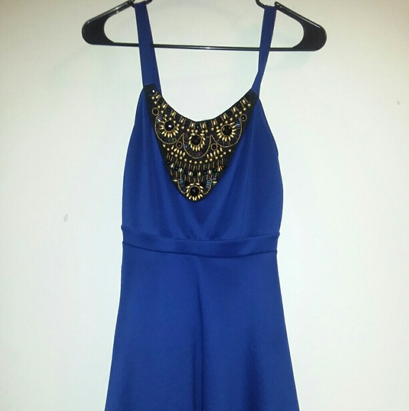 Royal blue dress w/ beading - Picture 2 of 4